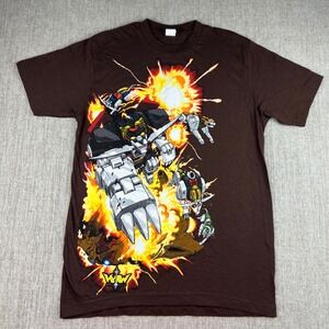 Voltron T Shirt‎ Men's Small Robot Lions Graphic Brown Crew Neck Tee Cartoon